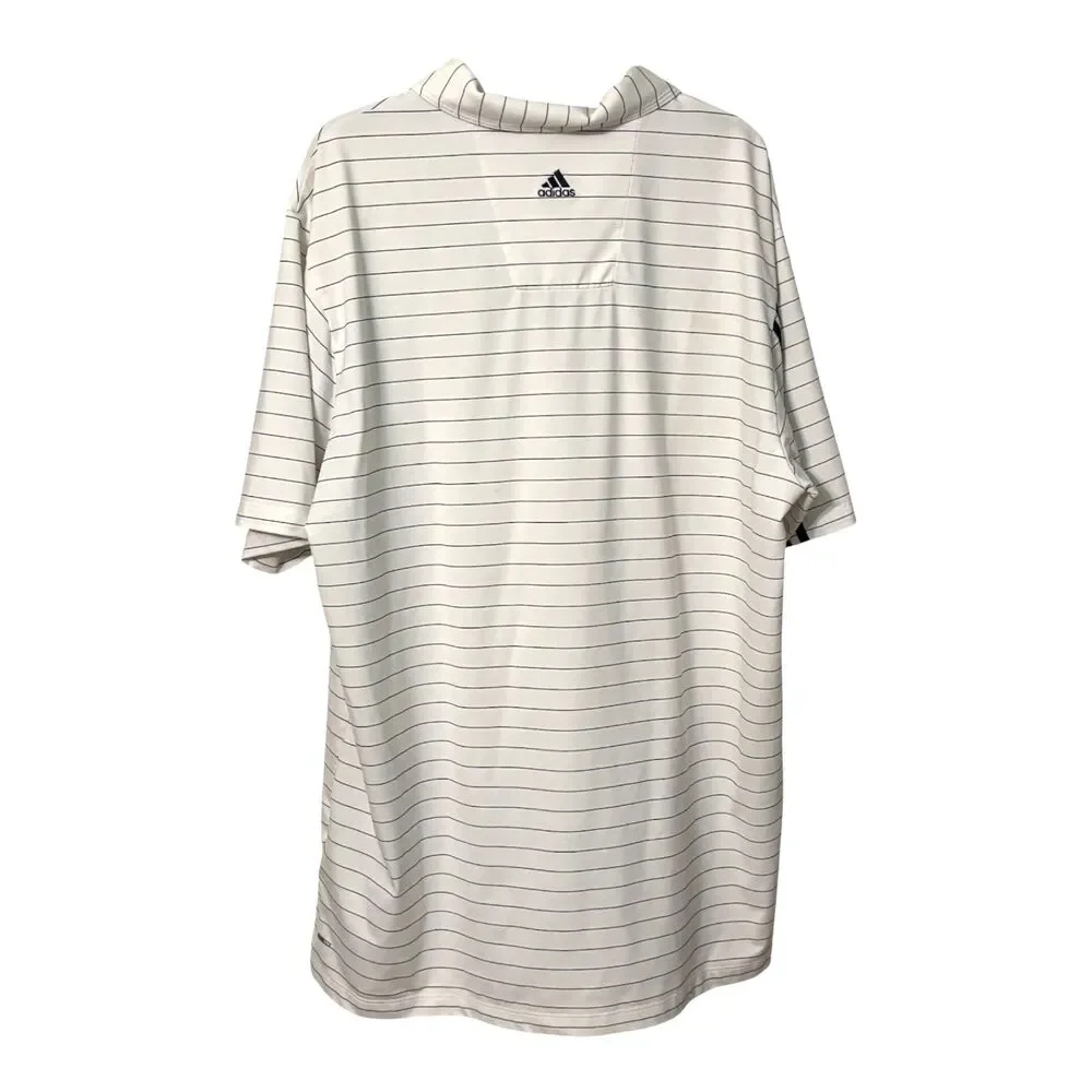 Adidas Climalite Golf Polo Shirt XL White Navy/Black Stripe Performance Athletic